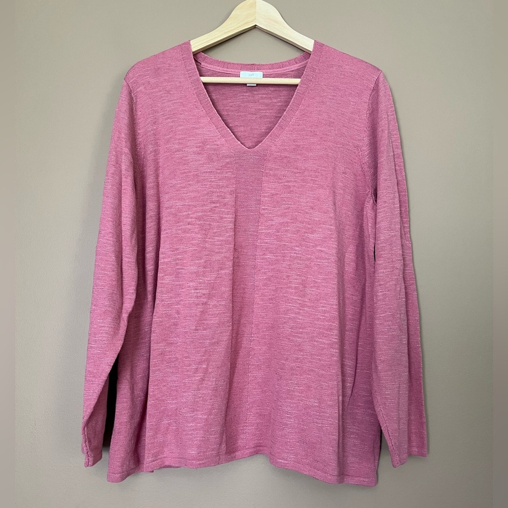 {J. Jill} V-Neck Linen Blend Sweater - Womens XL